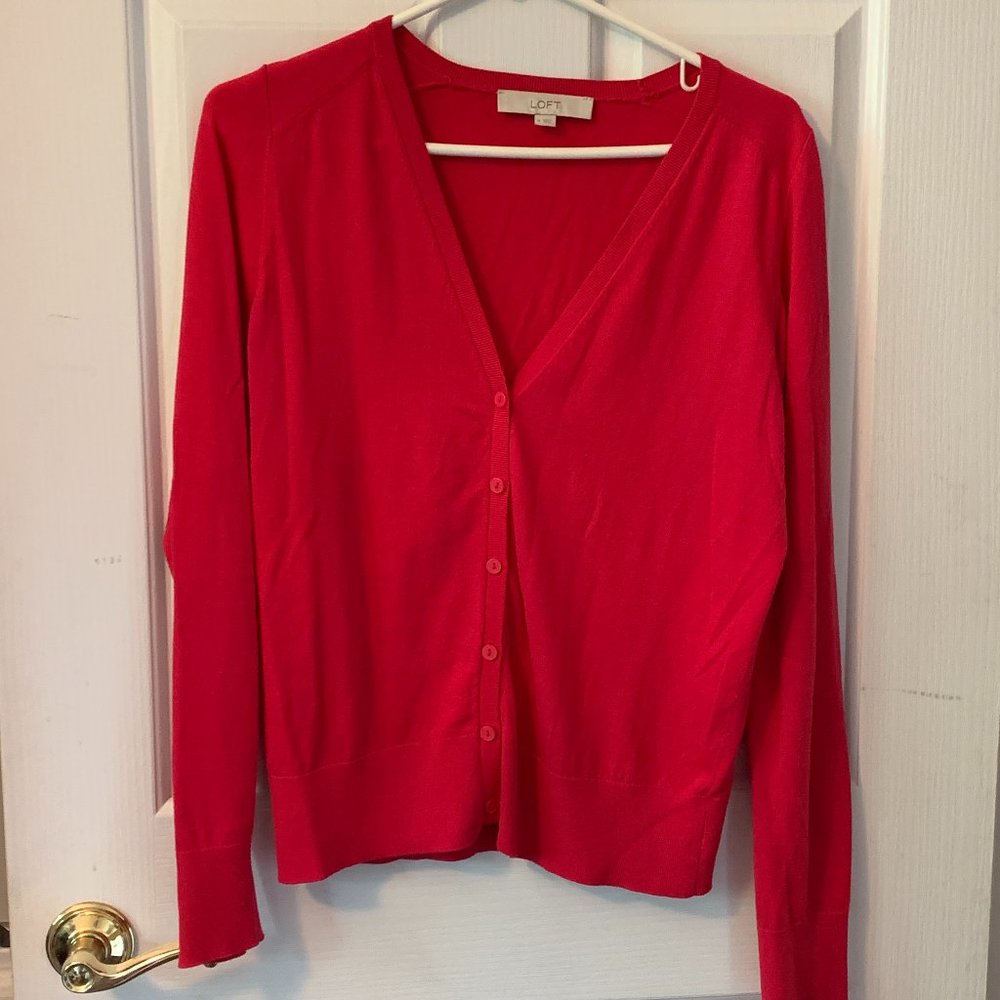 Loft- pink/red cardigan